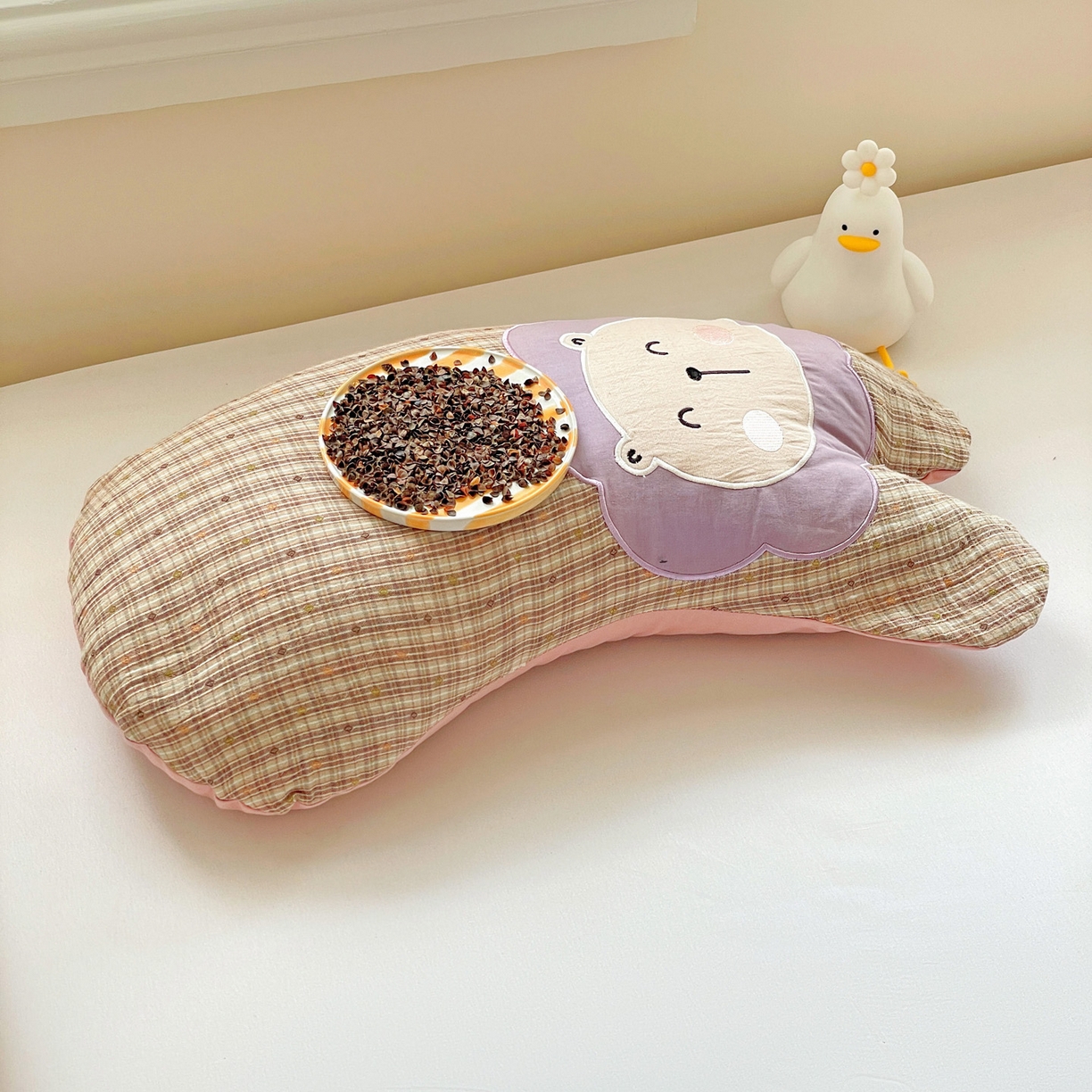 91家纺网 家纺一手货源 找家纺 亦帆枕芯 2025新款全棉纱布荞麦枕头抱枕小狮子枕芯加枕套可拆洗 紫色-全棉纱布小狮子