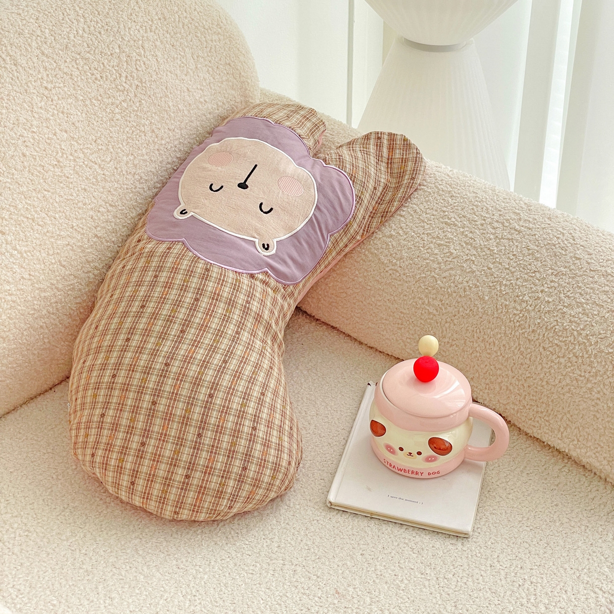 91家纺网 家纺一手货源 找家纺 亦帆枕芯 2025新款全棉纱布荞麦枕头抱枕小狮子枕芯加枕套可拆洗 紫色-全棉纱布小狮子