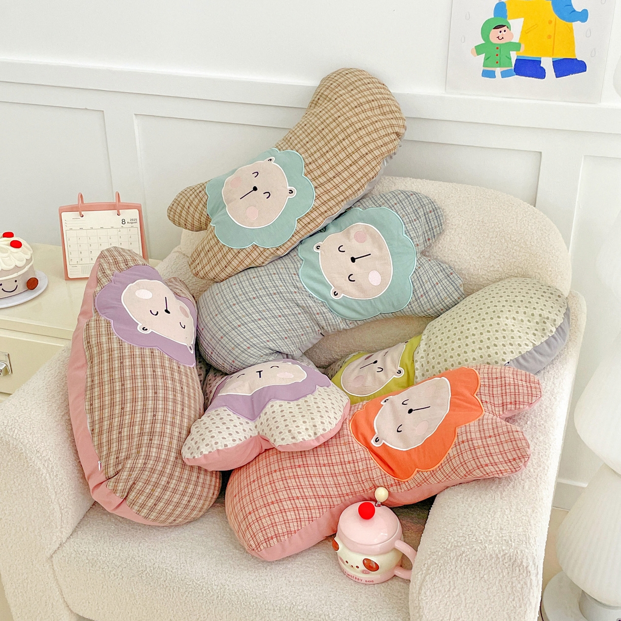 91家纺网 家纺一手货源 找家纺 亦帆枕芯 2025新款全棉纱布荞麦枕头抱枕小狮子枕芯加枕套可拆洗 紫色-全棉纱布小狮子