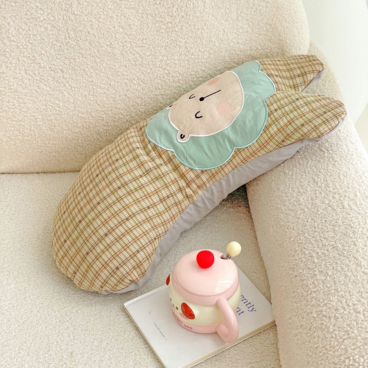 91家纺网 家纺一手货源 找家纺 亦帆枕芯 2025新款全棉纱布荞麦枕头抱枕小狮子枕芯加枕套可拆洗 棕色-全棉纱布小狮子