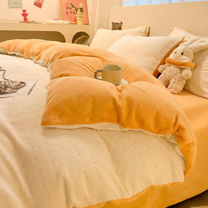 91家纺网 家纺一手货源 找家纺 （总）如一 2025新款A类3D立体雕花牛奶绒四件套