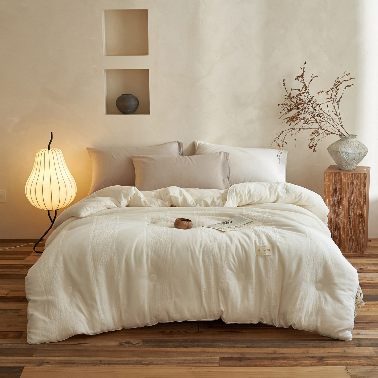 91家纺网 家纺一手货源 找家纺 （总）子由家居 2025新款纯棉水洗棉麻花纹大提花55大豆被被子被芯