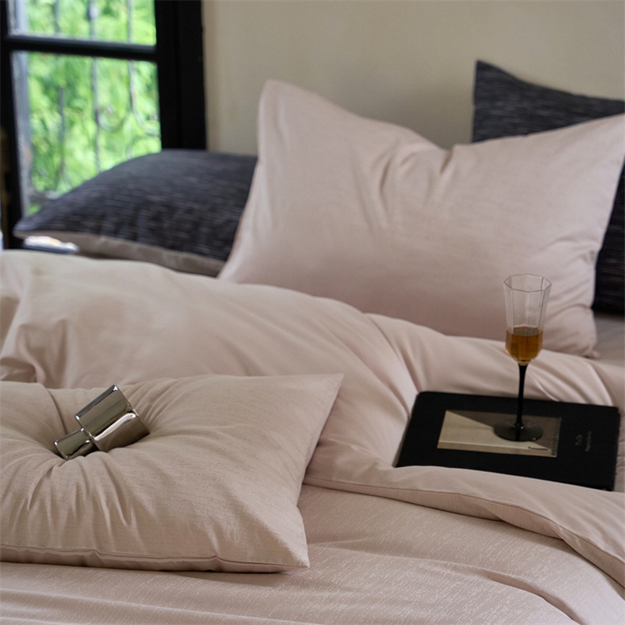 91家纺网 家纺一手货源 找家纺 （总）ONE TWO ONE 121 2025新款100S长绒棉贡缎提花四件套-莳光线条【提供买家秀】【会员-20】