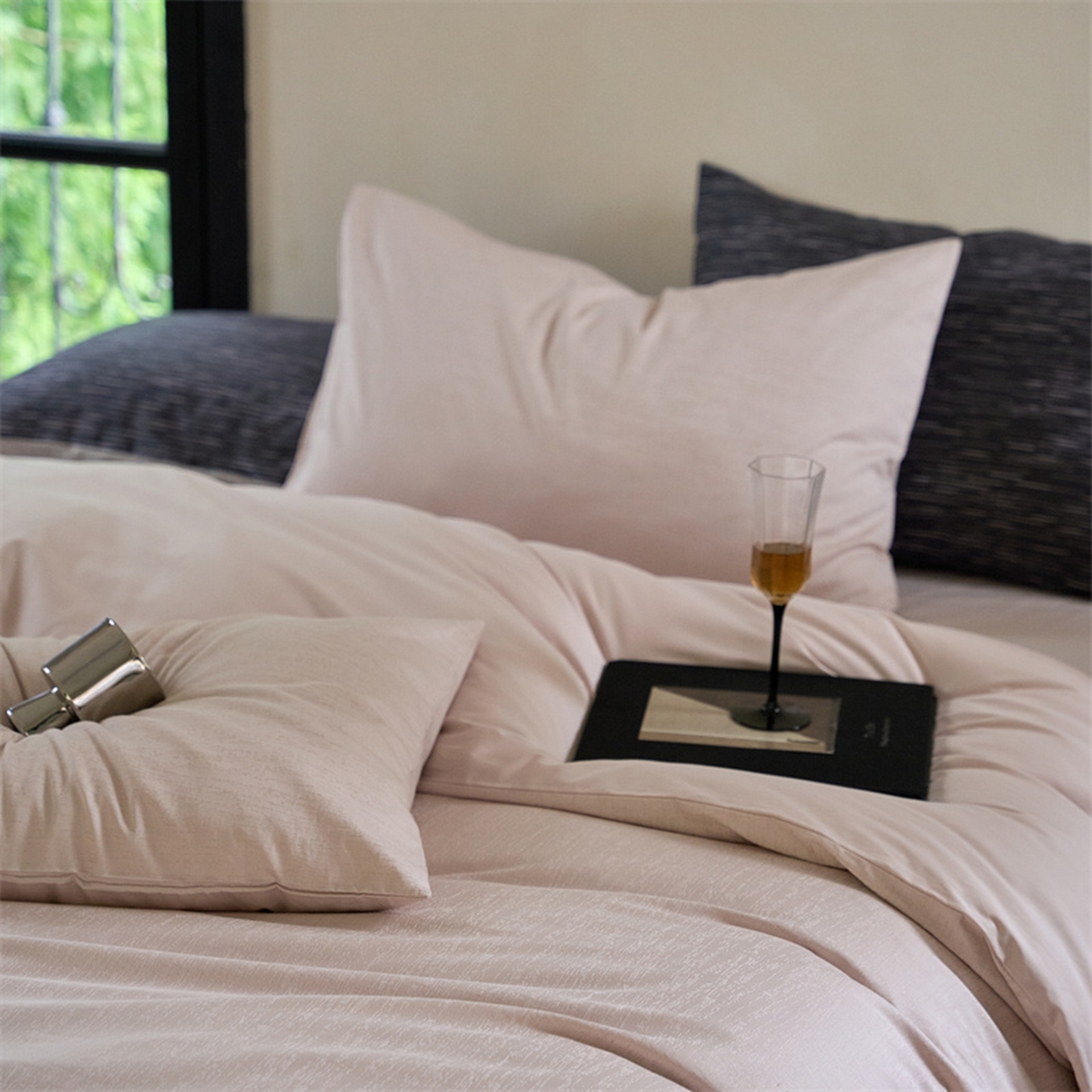 91家纺网 家纺一手货源 找家纺 （总）ONE TWO ONE 121 2025新款100S长绒棉贡缎提花四件套-莳光线条【提供买家秀】【会员-20】