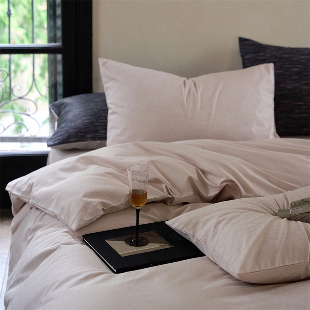 91家纺网 家纺一手货源 找家纺 （总）ONE TWO ONE 121 2025新款100S长绒棉贡缎提花四件套-莳光线条【提供买家秀】【会员-20】