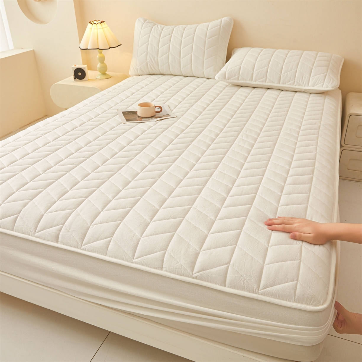 91家纺网 家纺一手货源 找家纺 （总）优眠坊 2025新款全棉色织水洗棉夹棉床笠