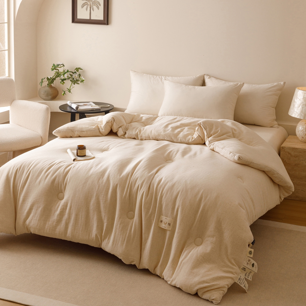 91家纺网 家纺一手货源 找家纺 （总）子由家居 2025新款纯棉水洗棉麻55大豆被被子被芯