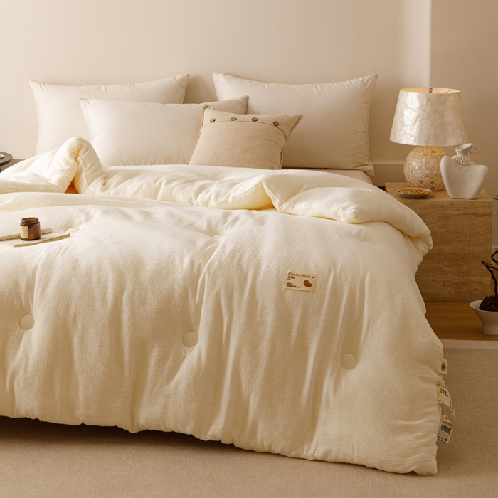 91家纺网 家纺一手货源 找家纺 （总）子由家居 2025新款家居双层邹邹纱大豆冬被系列