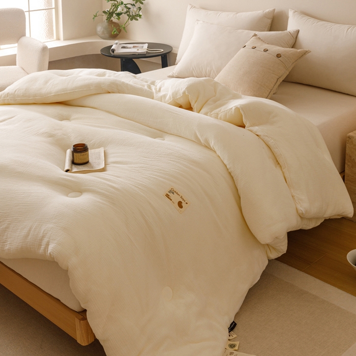 91家纺网 家纺一手货源 找家纺 （总）子由家居 2025新款家居双层邹邹纱大豆冬被系列