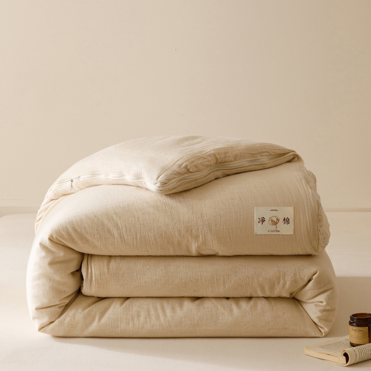 91家纺网 家纺一手货源 找家纺 子由家居 2025新款纯棉水洗棉麻55大豆被被子被芯 棉麻55子母被