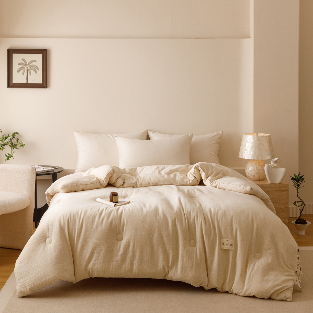 91家纺网 家纺一手货源 找家纺 子由家居 2025新款纯棉水洗棉麻55大豆被被子被芯 棉麻55大豆被