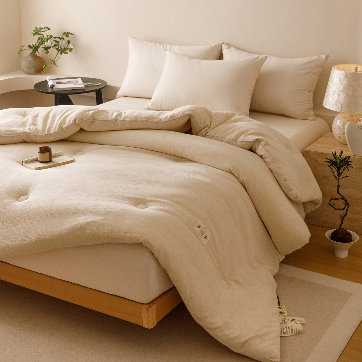 91家纺网 家纺一手货源 找家纺 子由家居 2025新款纯棉水洗棉麻55大豆被被子被芯 棉麻55大豆被