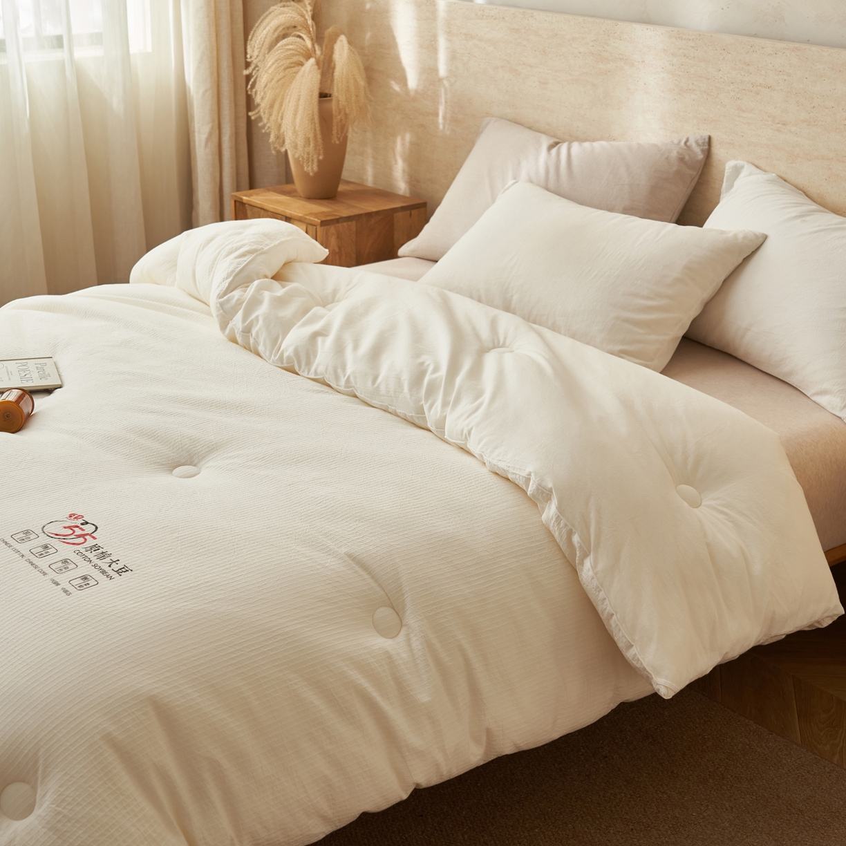 91家纺网 家纺一手货源 找家纺 （总）子由家居 2025新款纯棉水洗棉经典小格提花55大豆被被子被芯