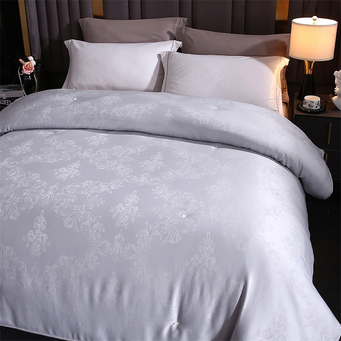 91家纺网 家纺一手货源 找家纺 芭芭棉家纺 2025新款全棉提花云端之梦被子被芯 云端之梦高级灰