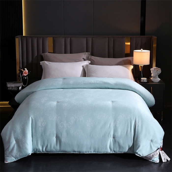 91家纺网 家纺一手货源 找家纺 芭芭棉家纺 2025新款全棉提花云端之梦被子被芯 云端之梦绿色