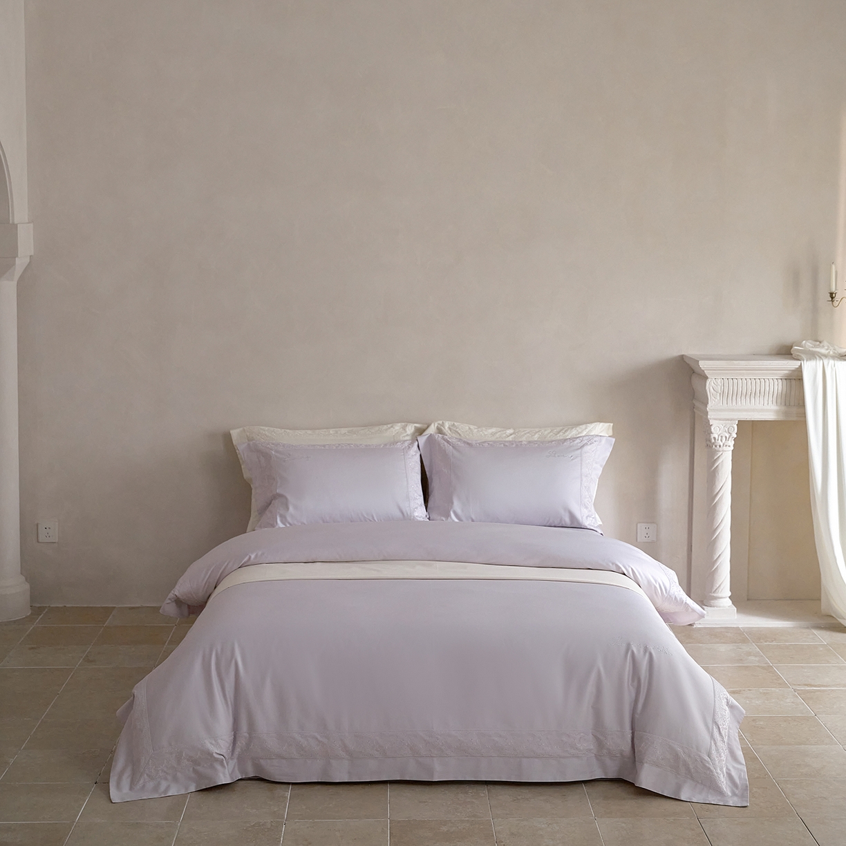 91家纺网 家纺一手货源 找家纺 （总）佳汐蓝家纺 2025新款100%全棉百支新疆长绒棉贡缎四件套-露西亚