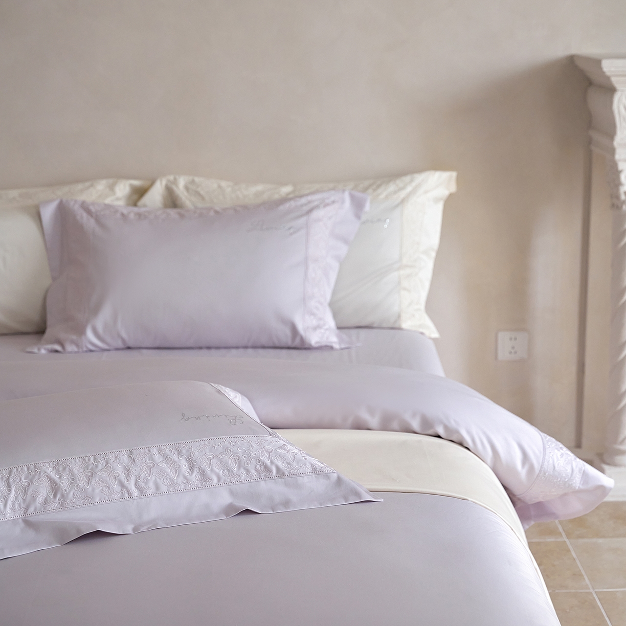 91家纺网 家纺一手货源 找家纺 佳汐蓝家纺 2025新款100%全棉百支新疆长绒棉贡缎四件套-露西亚 露西亚 紫