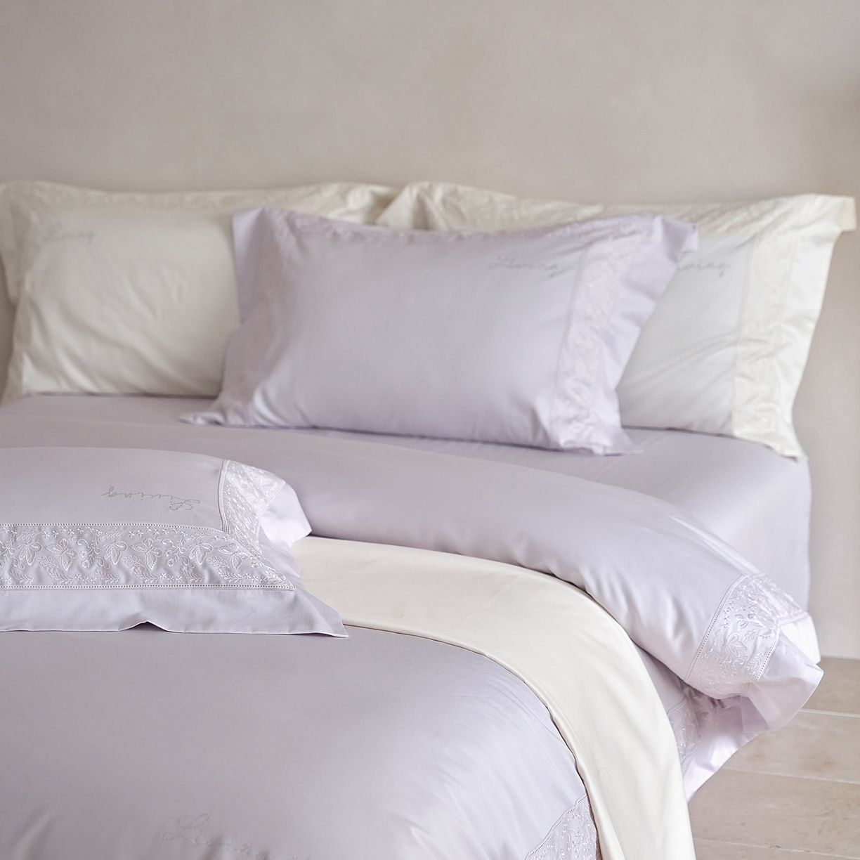 91家纺网 家纺一手货源 找家纺 佳汐蓝家纺 2025新款100%全棉百支新疆长绒棉贡缎四件套-露西亚 露西亚 紫