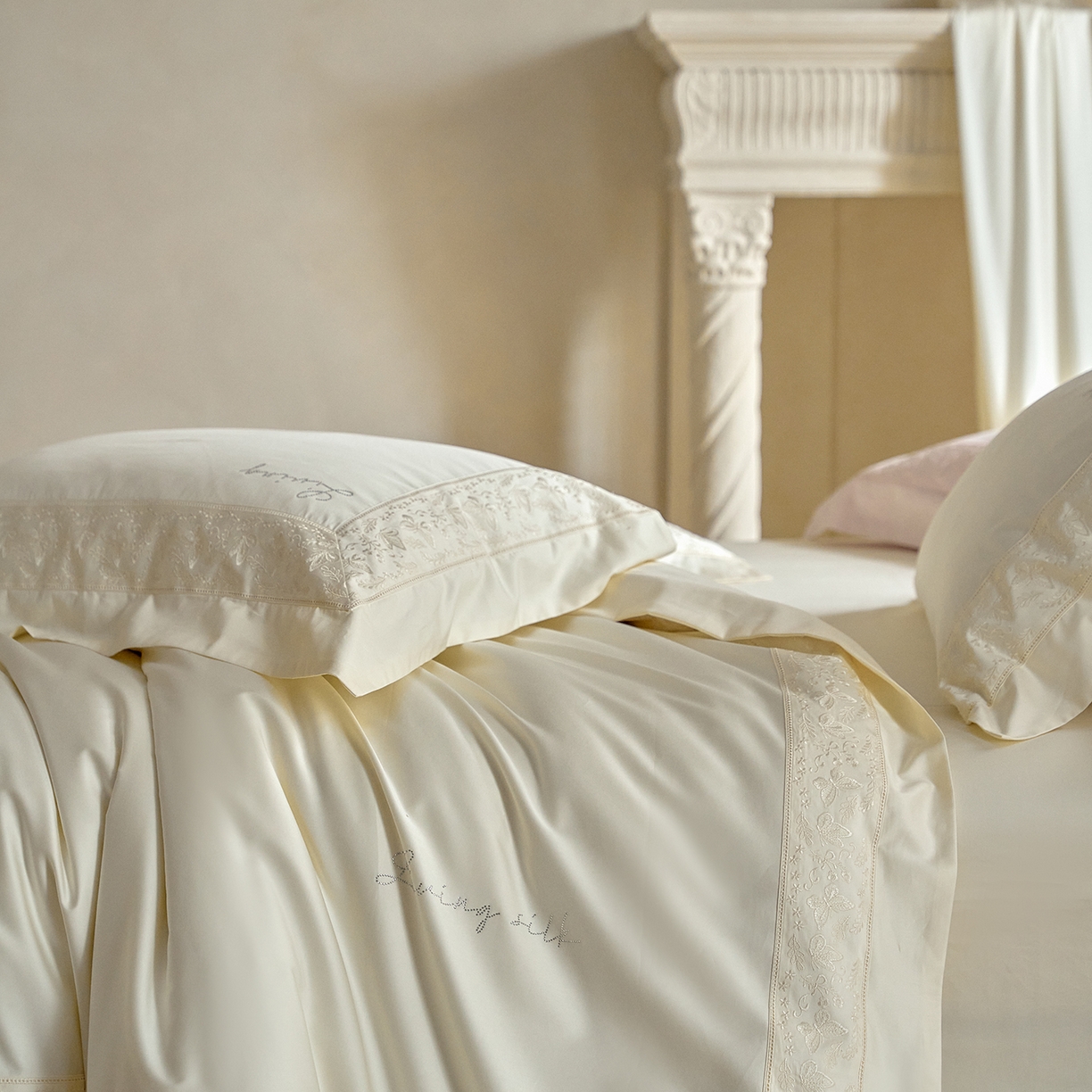 91家纺网 家纺一手货源 找家纺 （总）佳汐蓝家纺 2025新款100%全棉百支新疆长绒棉贡缎四件套-露西亚