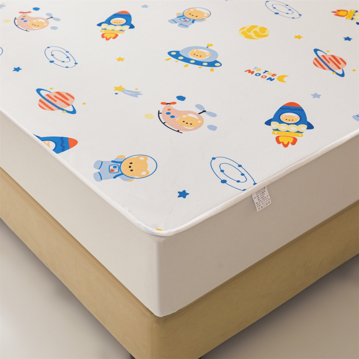 91家纺网 家纺一手货源 找家纺 雯豆家纺 2025新款TPU防水隔尿床笠防脏垫单床笠床笠单件 防水床笠-火箭飞船