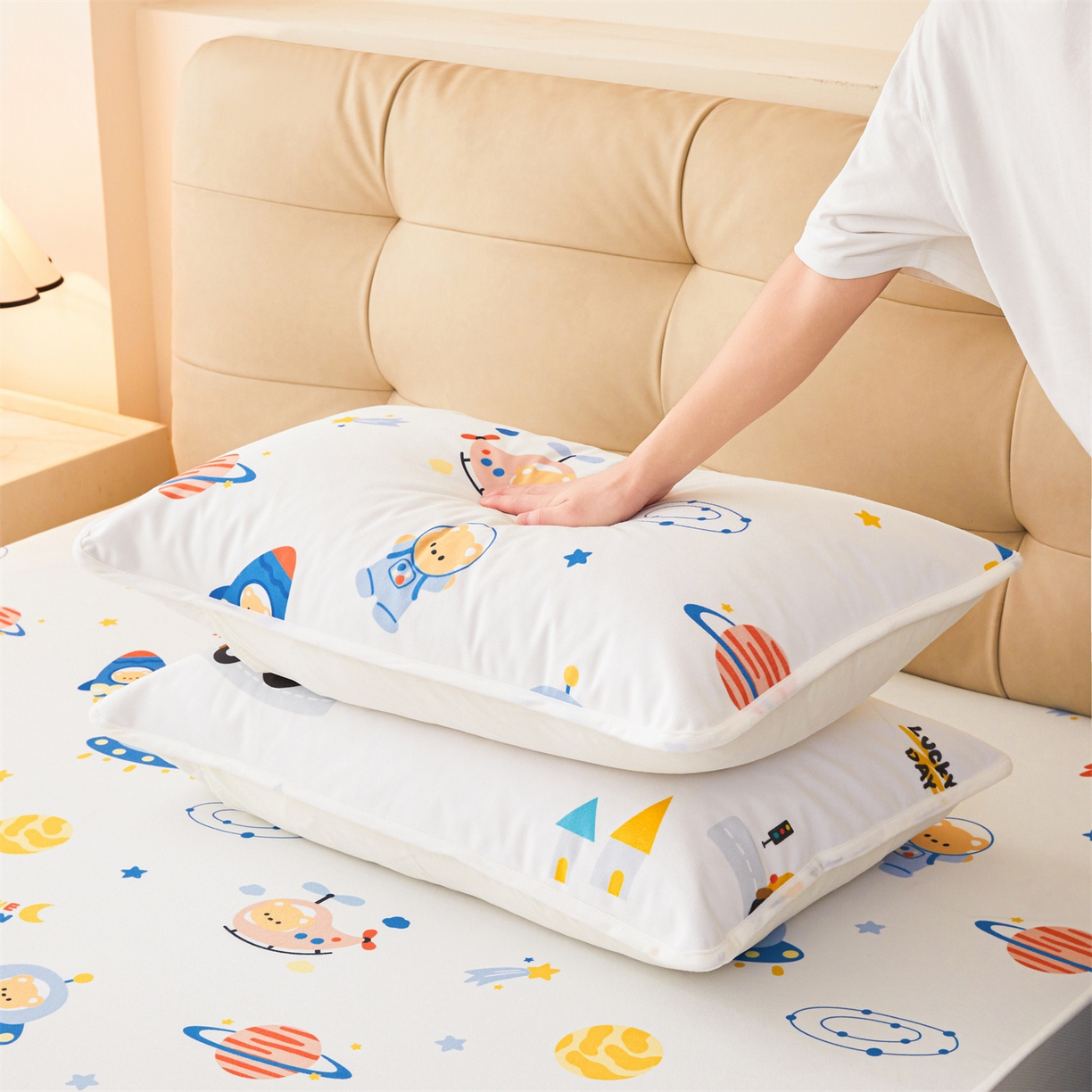 91家纺网 家纺一手货源 找家纺 雯豆家纺 2025新款TPU防水隔尿床笠防脏垫单床笠床笠单件 防水床笠-火箭飞船