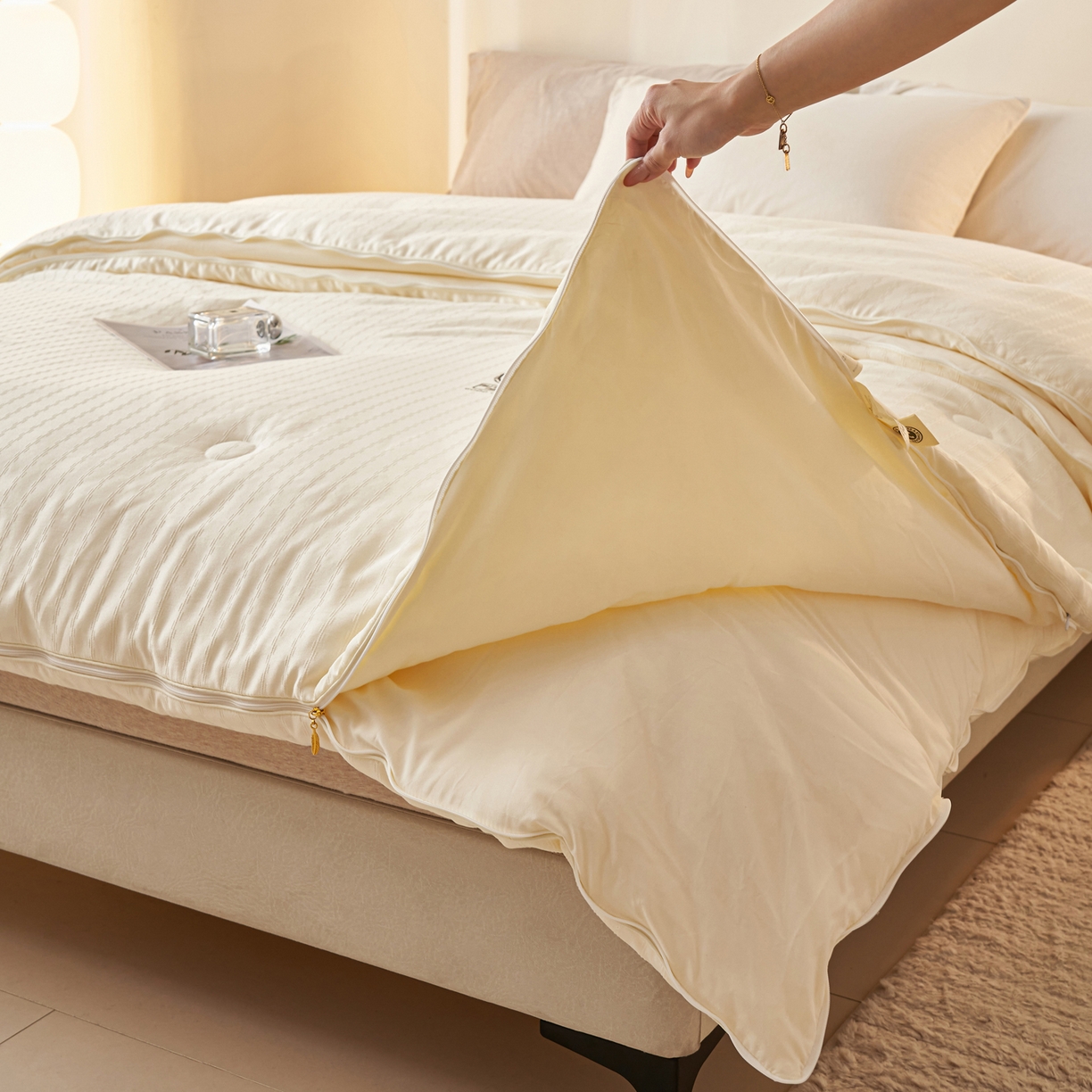 91家纺网 家纺一手货源 找家纺 （总）子由家居 2025新款水洗长城格提花子母被被子被芯