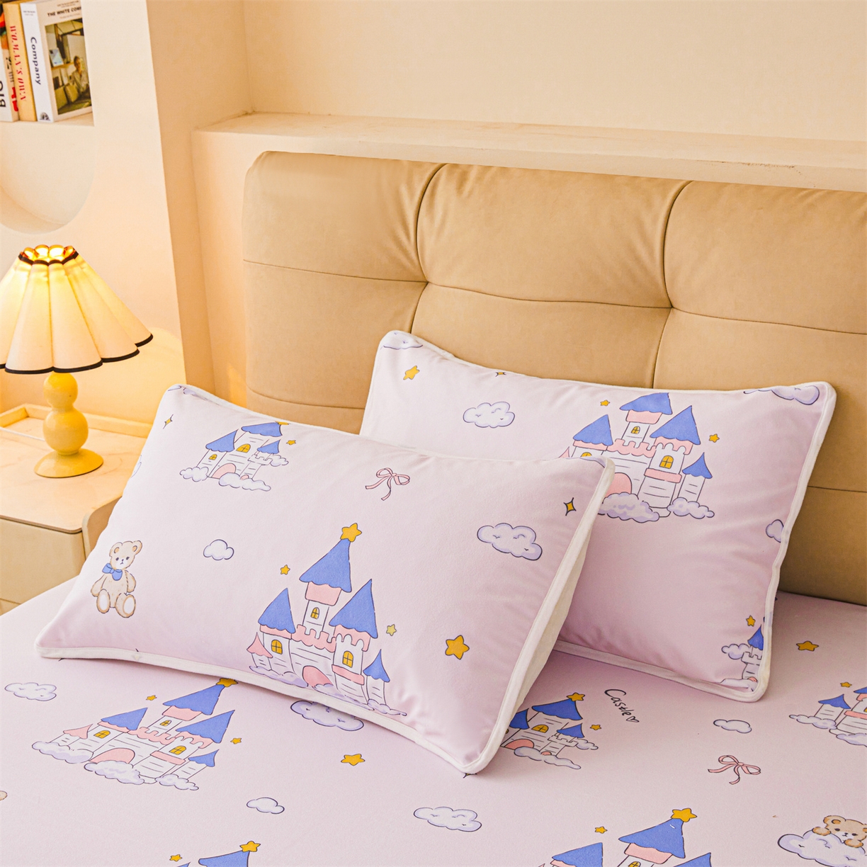 91家纺网 家纺一手货源 找家纺 雯豆家纺 2025新款TPU防水隔尿床笠防脏垫单床笠床笠单件 防水床笠-天使城堡