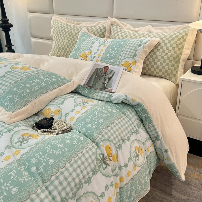 91家纺网 家纺一手货源 找家纺 （总）花香四季家纺 2025新款全消光工艺320克牛奶绒四件套