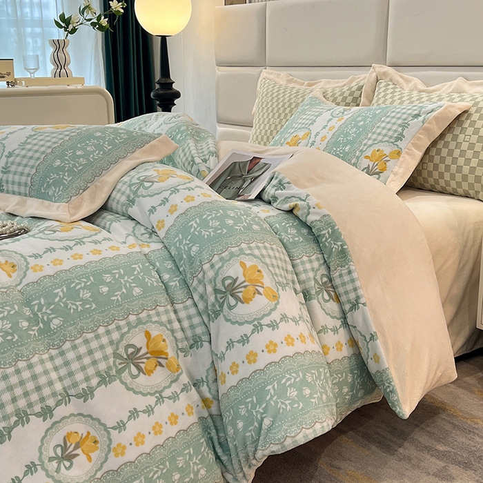 91家纺网 家纺一手货源 找家纺 （总）花香四季家纺 2025新款全消光工艺320克牛奶绒四件套