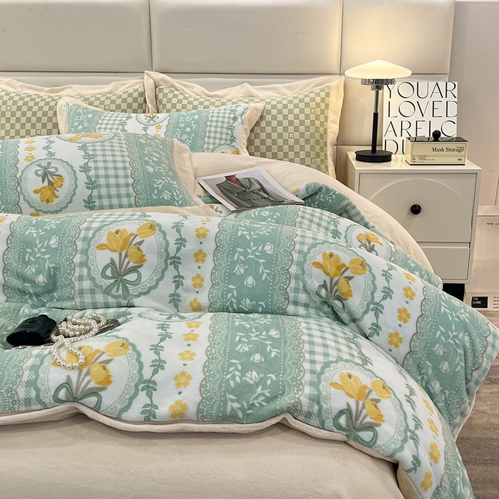 91家纺网 家纺一手货源 找家纺 （总）花香四季家纺 2025新款全消光工艺320克牛奶绒四件套