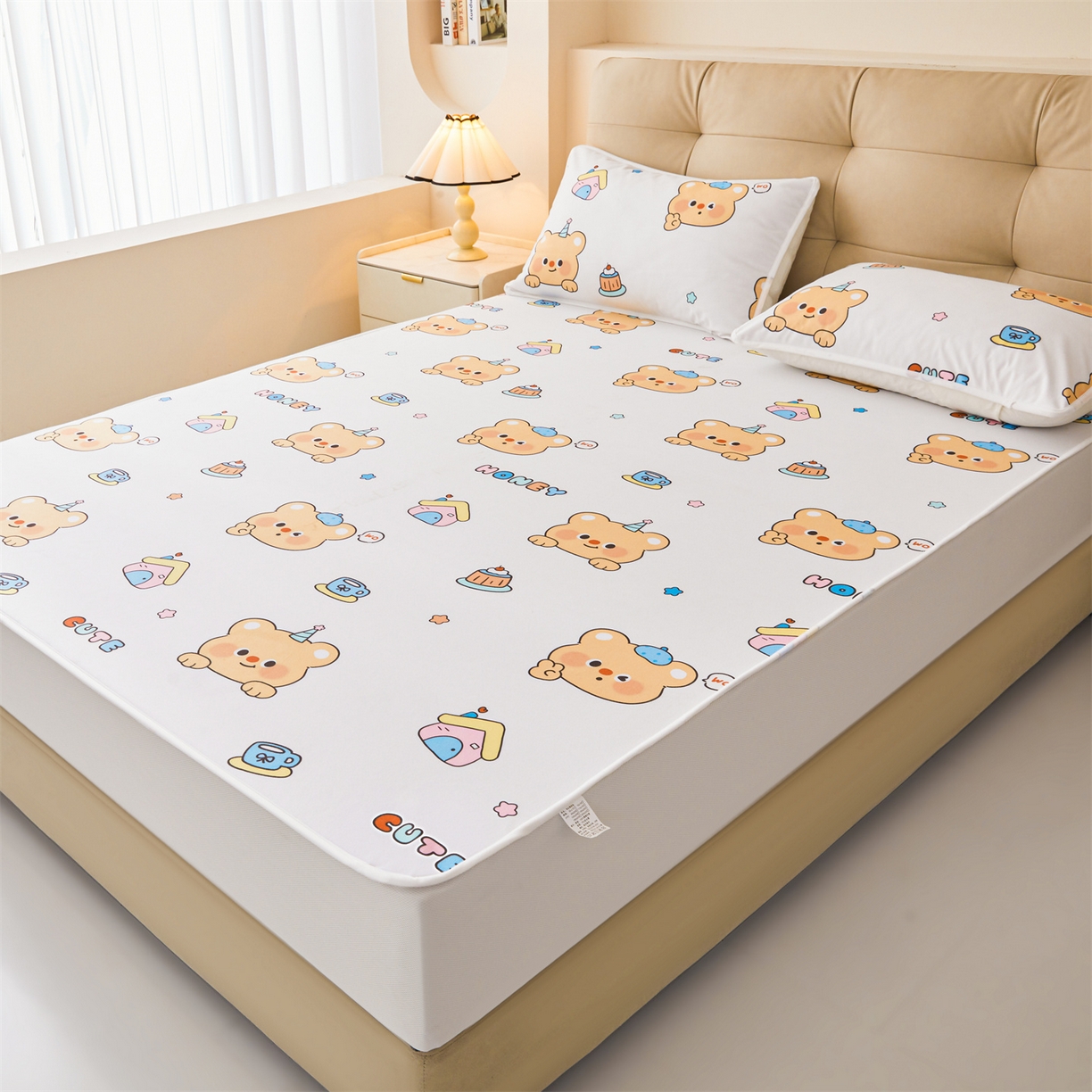 91家纺网 家纺一手货源 找家纺 雯豆家纺 2025新款TPU防水隔尿床笠防脏垫单床笠床笠单件 防水床笠-微笑先生