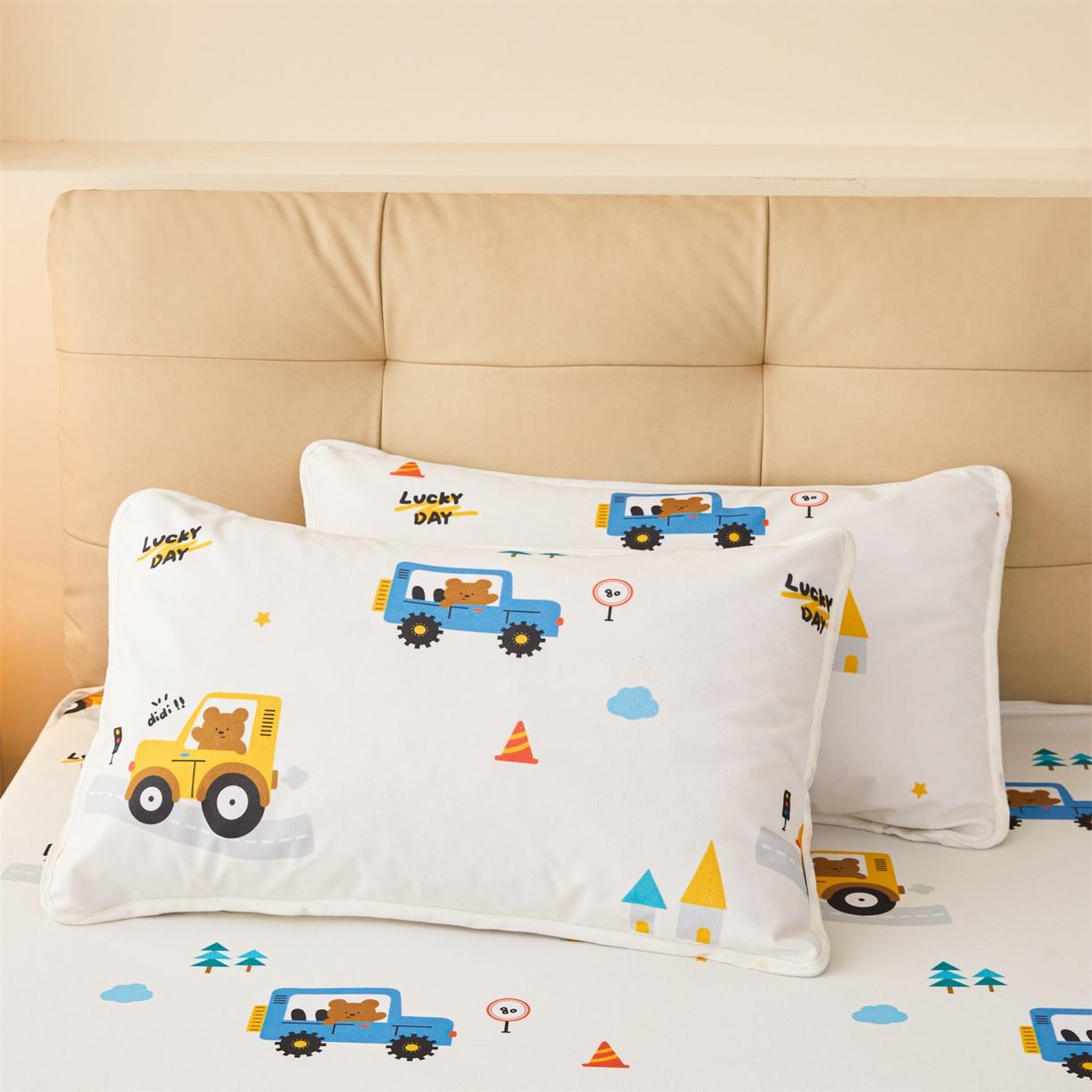 91家纺网 家纺一手货源 找家纺 雯豆家纺 2025新款TPU防水隔尿床笠防脏垫单床笠床笠单件 防水床笠-小汽车