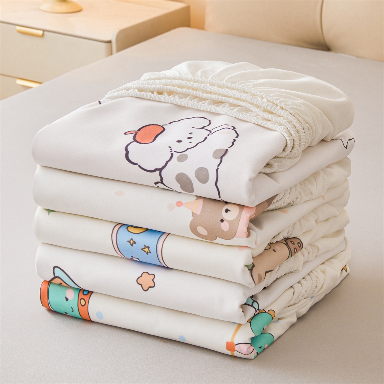 91家纺网 家纺一手货源 找家纺 雯豆家纺 2025新款TPU防水隔尿床笠防脏垫单床笠床笠单件 组合图仅供展示不可下单