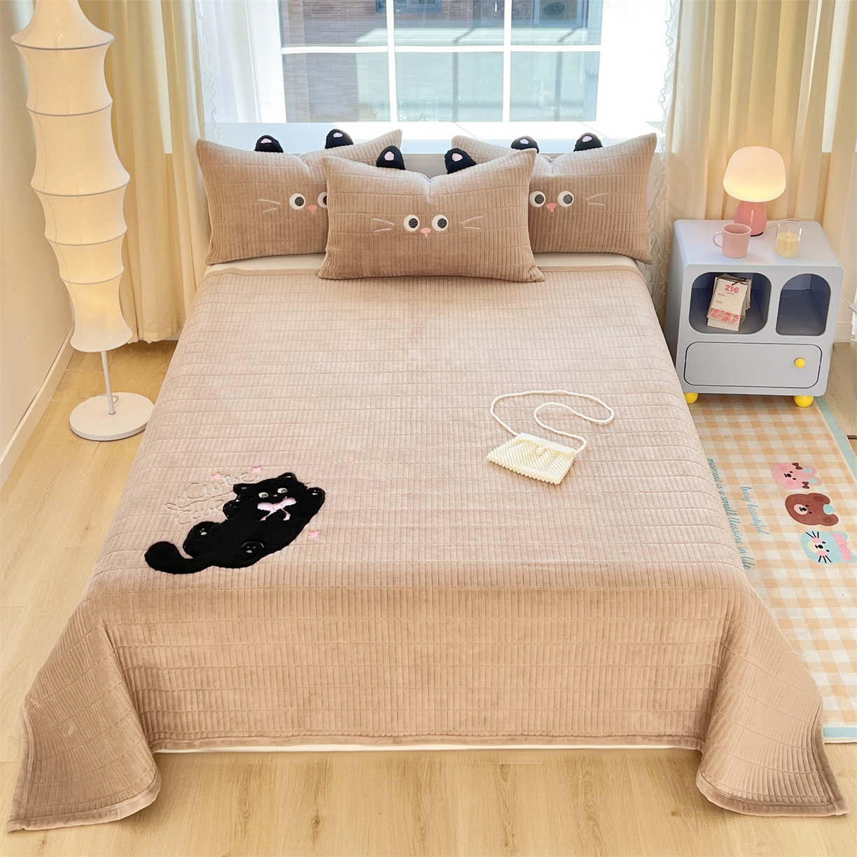 91家纺网 家纺一手货源 找家纺 （总）曼町家居 2025新款秋冬加厚牛奶绒防滑单床盖系列