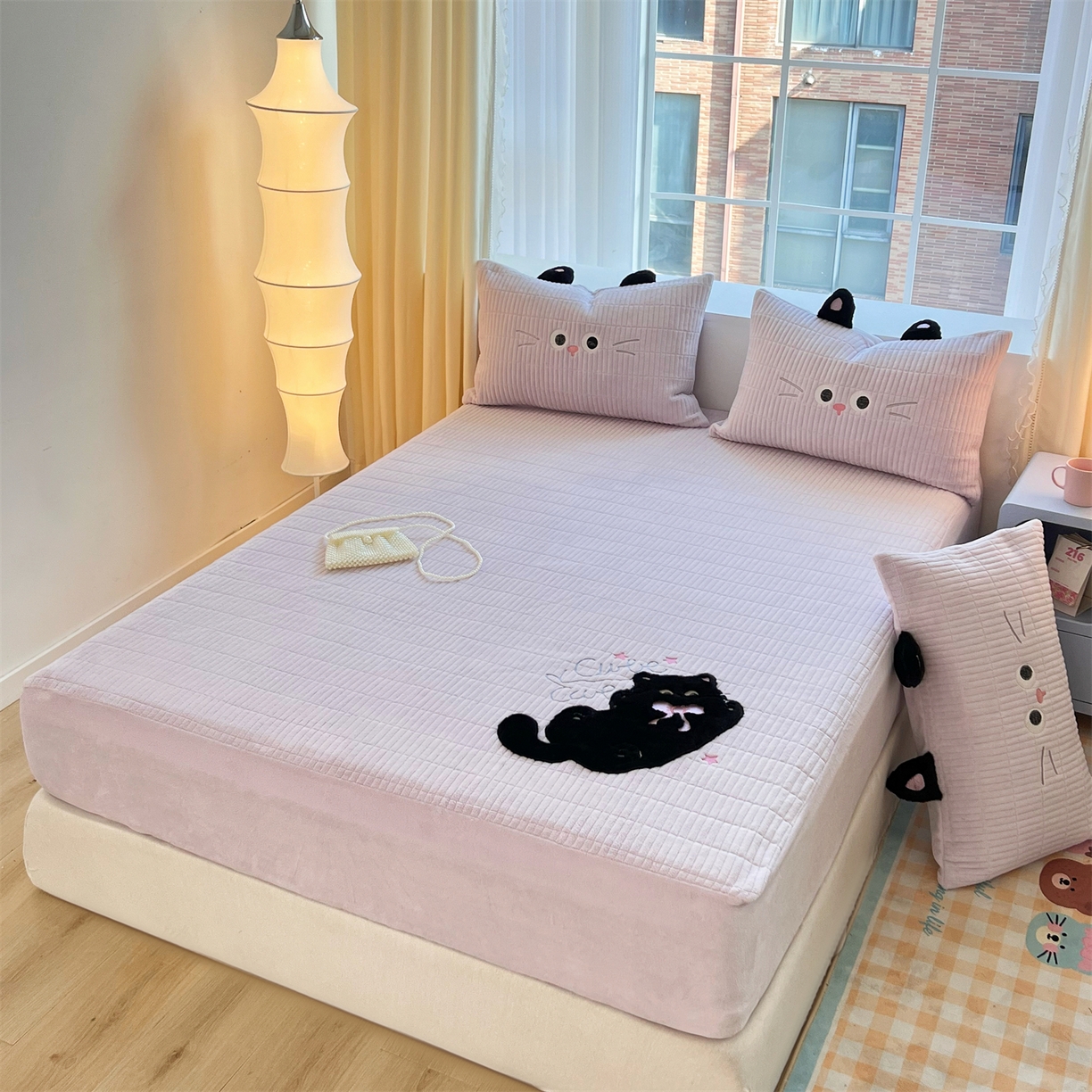 91家纺网 家纺一手货源 找家纺 （总）曼町家居 2025新款秋冬加厚牛奶绒防滑单床笠系列