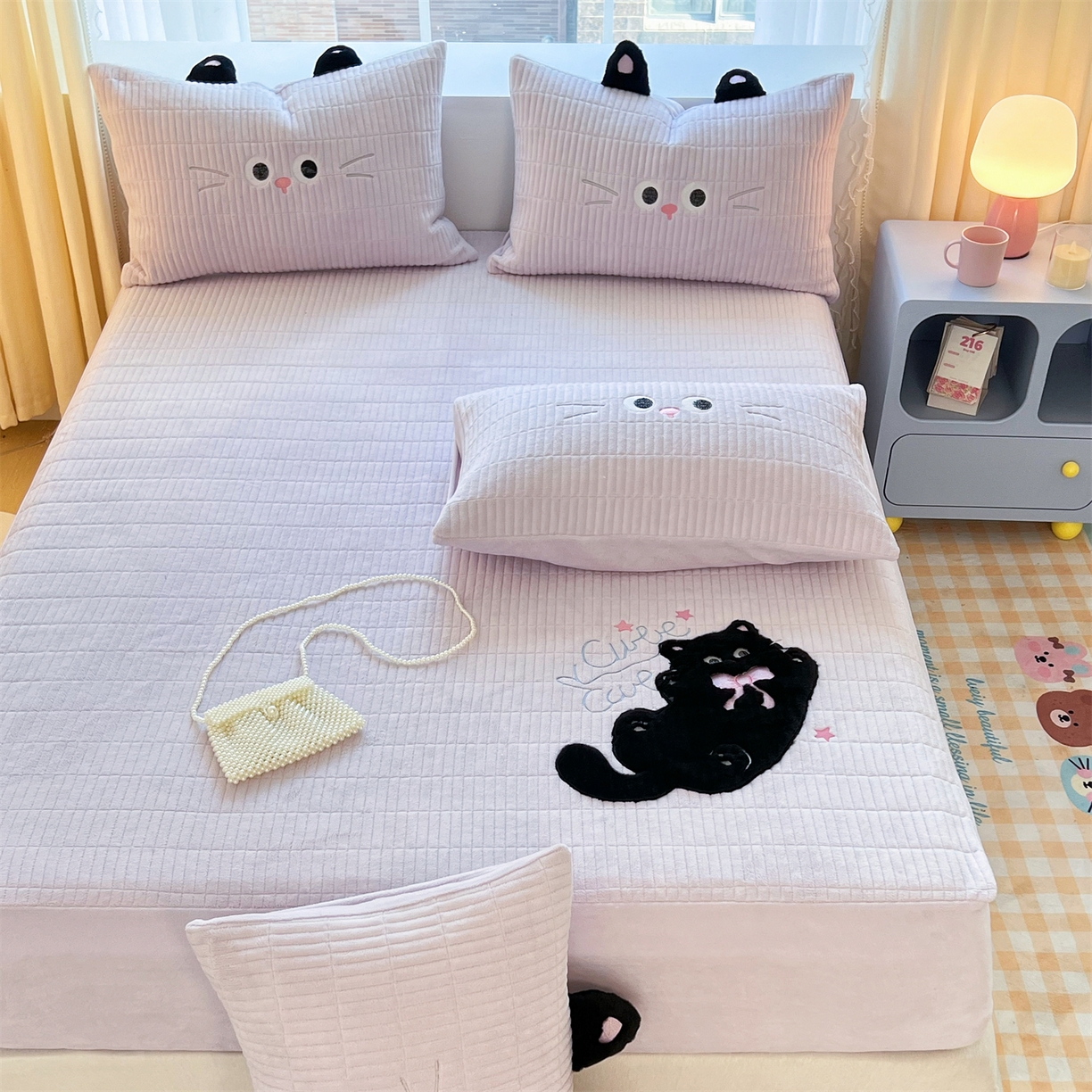 91家纺网 家纺一手货源 找家纺 （总）曼町家居 2025新款秋冬加厚牛奶绒防滑单床笠系列