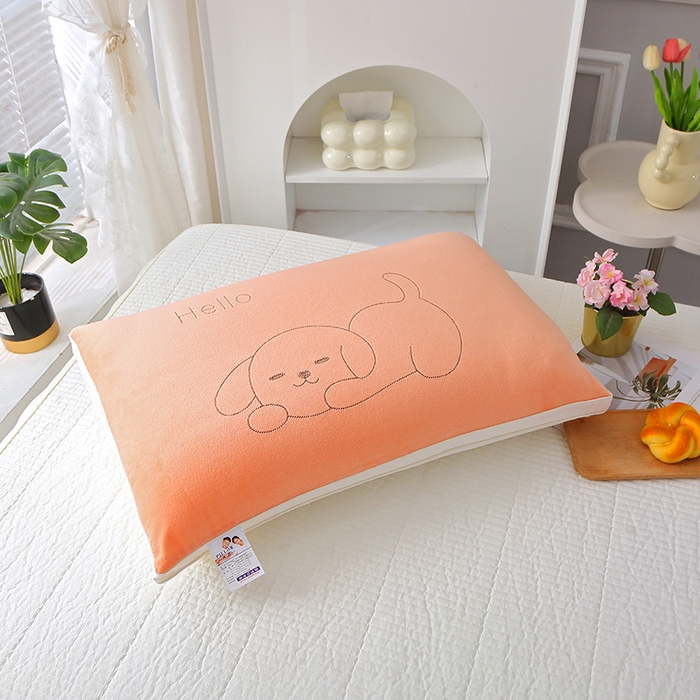 91家纺网 家纺一手货源 找家纺 万聚凯枕芯 2025新款狗绒枕头枕芯 橙色