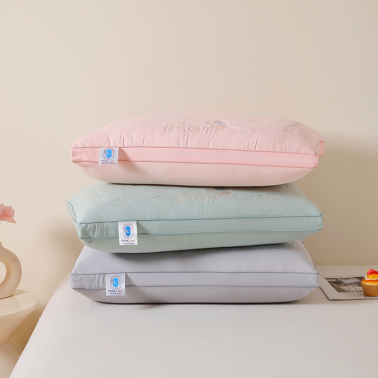 91家纺网 家纺一手货源 找家纺 （总）万聚凯枕芯 2025新款亲肤木棉福气蝶加枕头枕芯