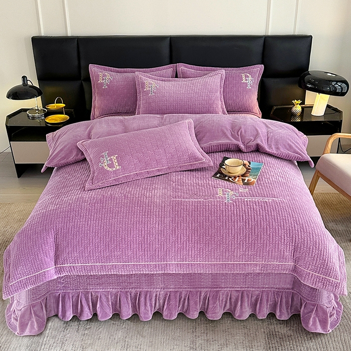 代芙家纺 2025新款宝宝绒夹棉床盖款四件套 甜心-魔力紫