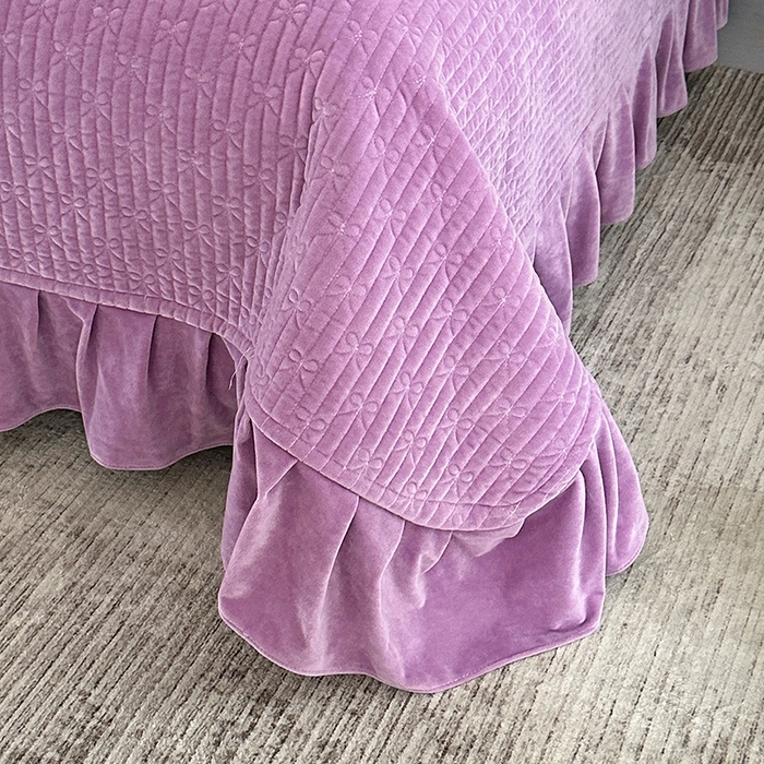 91家纺网 家纺一手货源 找家纺 代芙家纺 2025新款宝宝绒夹棉床盖款四件套 甜心-魔力紫