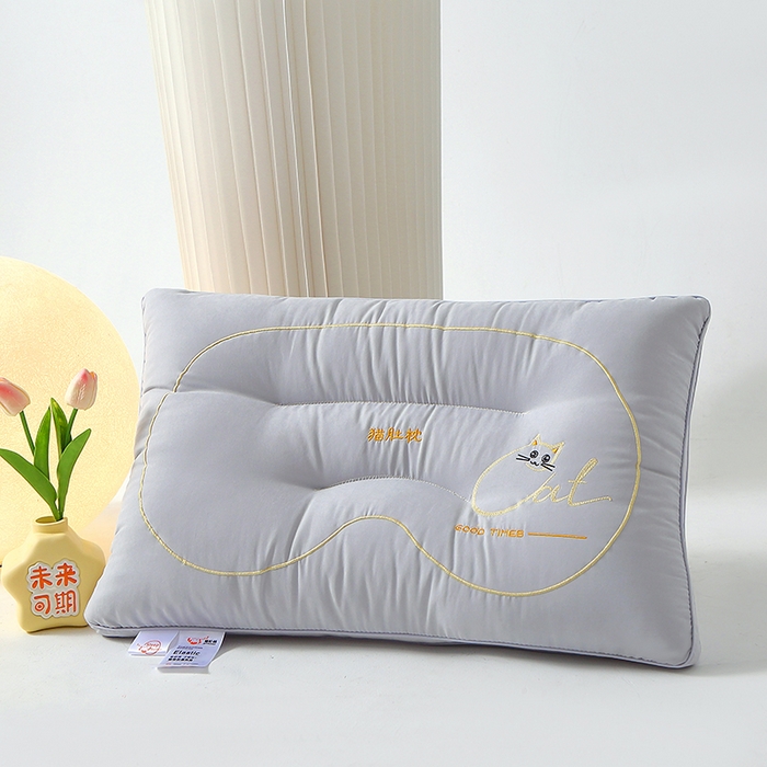 91家纺网 家纺一手货源 找家纺 万聚凯枕芯 2025新款猫肚枕头枕芯 灰色