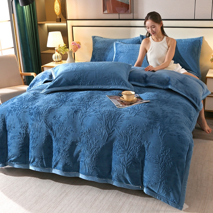 91家纺网 家纺一手货源 找家纺 （总）居尚家纺 2025新款高克重牛奶绒烂花绒雕花绒单被套 被套单件