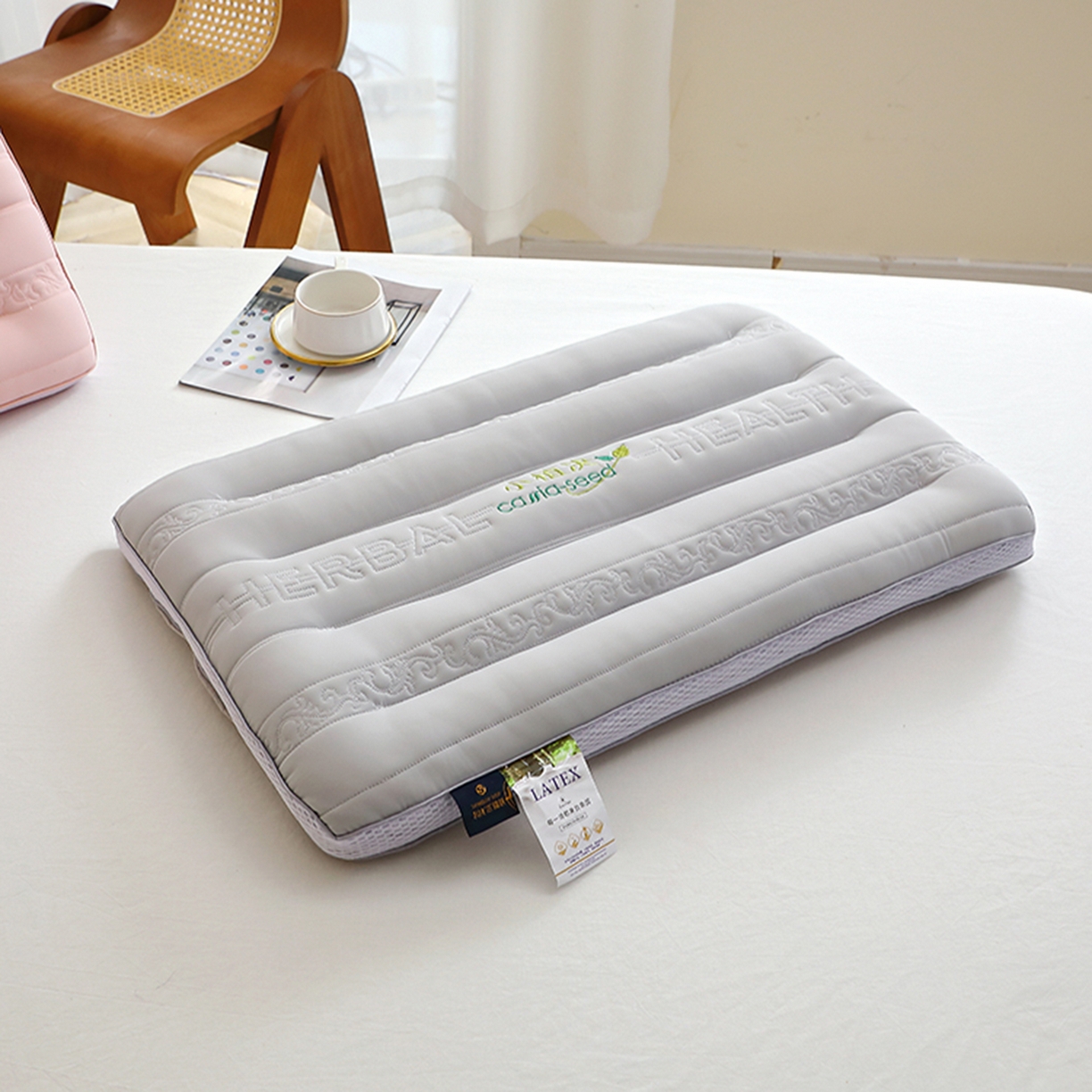 91家纺网 家纺一手货源 找家纺 万聚凯枕芯 2025新款小植决定型枕 枕头枕芯 灰色