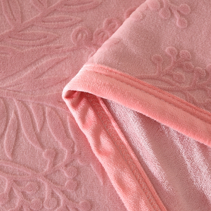 91家纺网 家纺一手货源 找家纺 居尚家纺 2025新款高克重牛奶绒烂花绒雕花绒单被套 被套单件 雕花-仙草-粉色