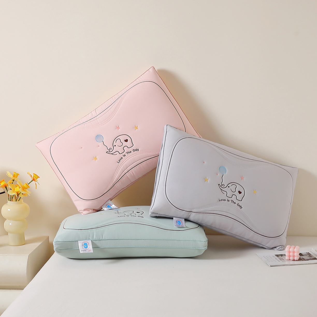 91家纺网 家纺一手货源 找家纺 （总）万聚凯枕芯 2025新款亲肤木棉气球小象枕头枕芯