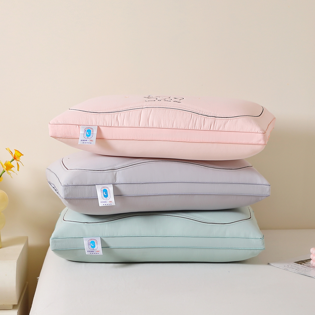 91家纺网 家纺一手货源 找家纺 万聚凯枕芯 2025新款亲肤木棉气球小象枕头枕芯 组合图