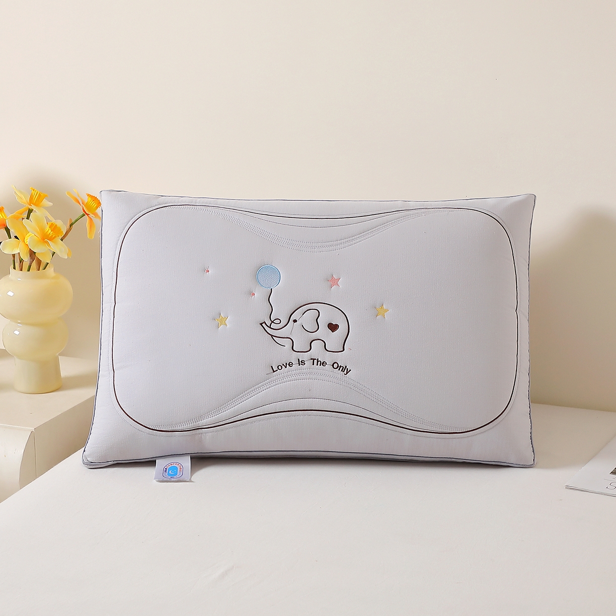 万聚凯枕芯 2025新款亲肤木棉气球小象枕头枕芯 气球小象-灰色