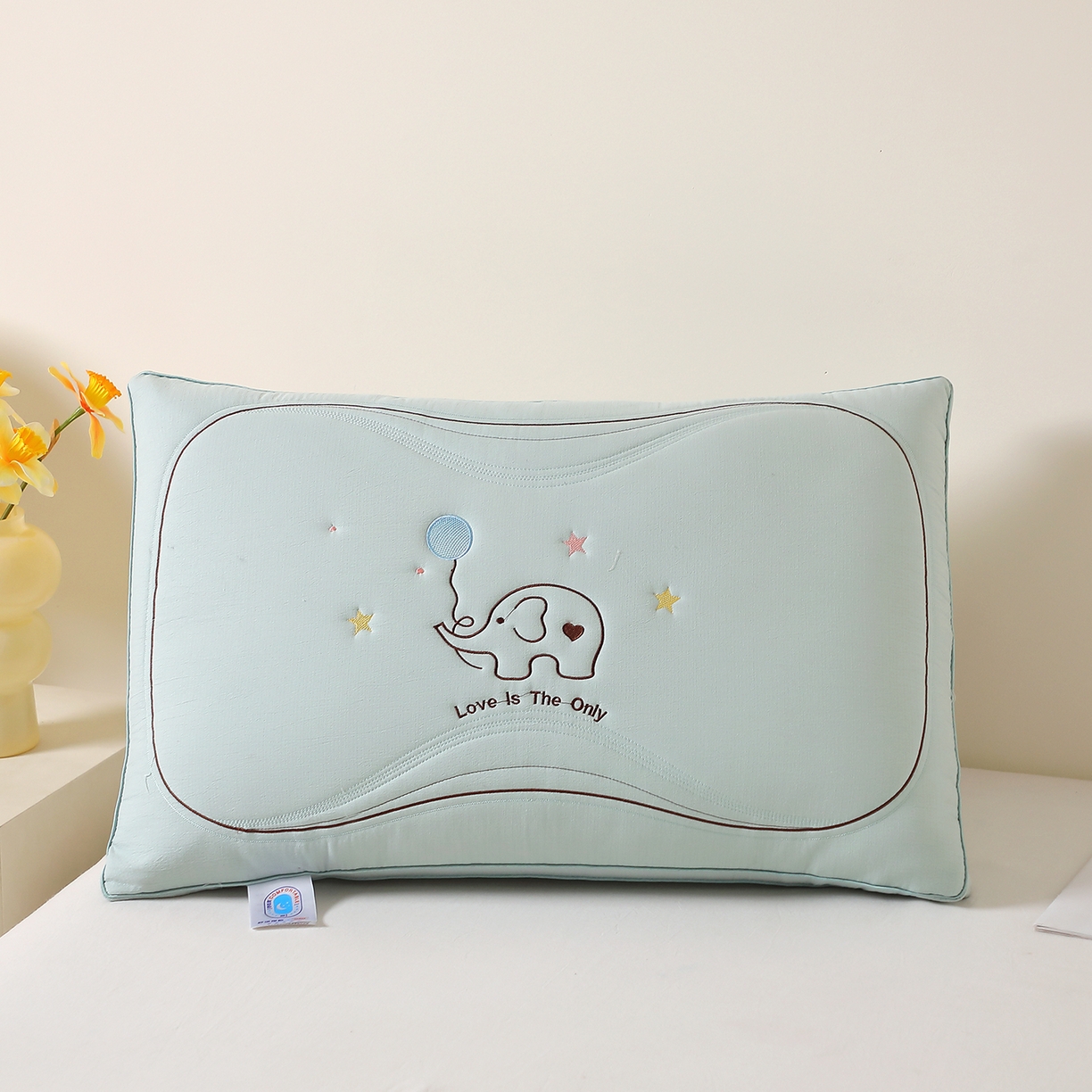 万聚凯枕芯 2025新款亲肤木棉气球小象枕头枕芯 气球小象-绿色