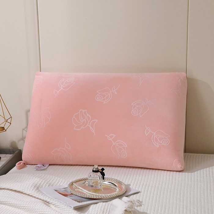 万聚凯枕芯 2025新款玫瑰绒热熔枕头枕芯 粉色