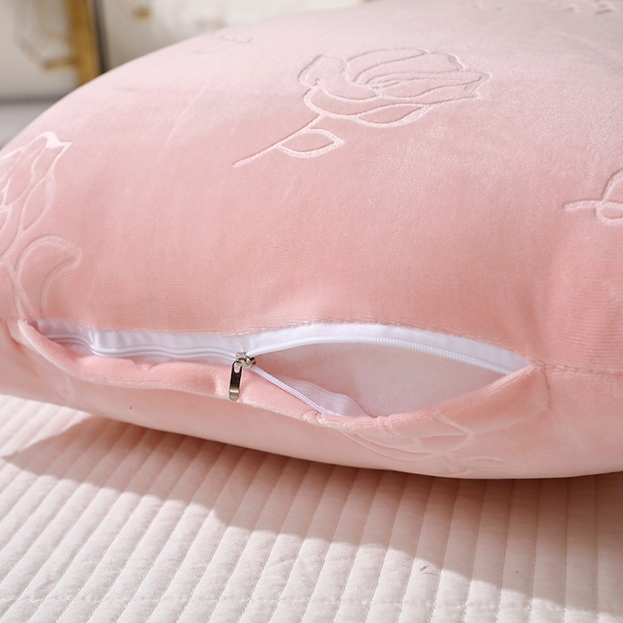 91家纺网 家纺一手货源 找家纺 万聚凯枕芯 2025新款玫瑰绒热熔枕头枕芯 粉色